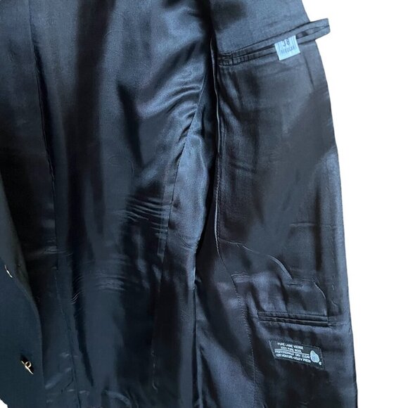 Bill Blass Black Harvard Sports Coat Blazer 100% Wool Gold Bttn Vintage NWT 38R - Picture 12 of 16